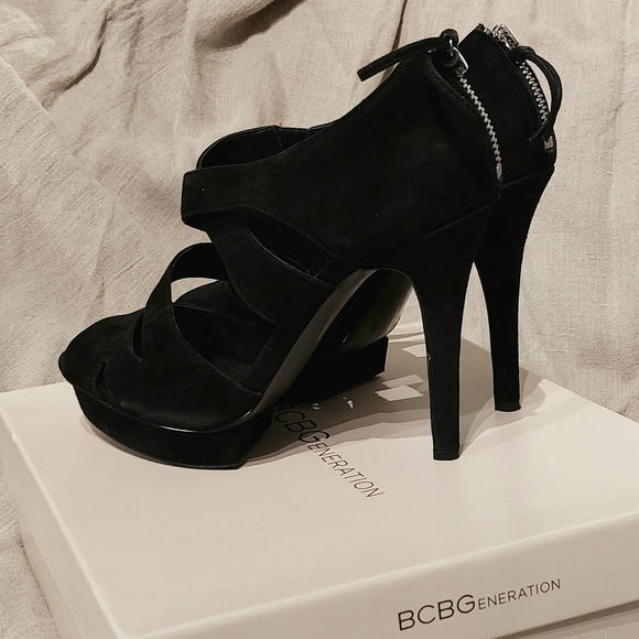 BCBGeneration black suede Kruz stiletto sandals, size 9, NIB - Picture 7 of 9